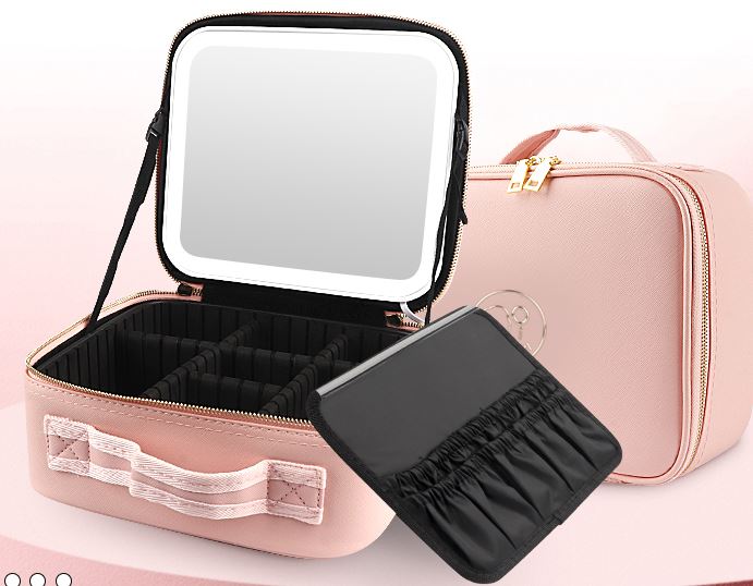 Caja de Maquillaje Portátil con Espejo LED
